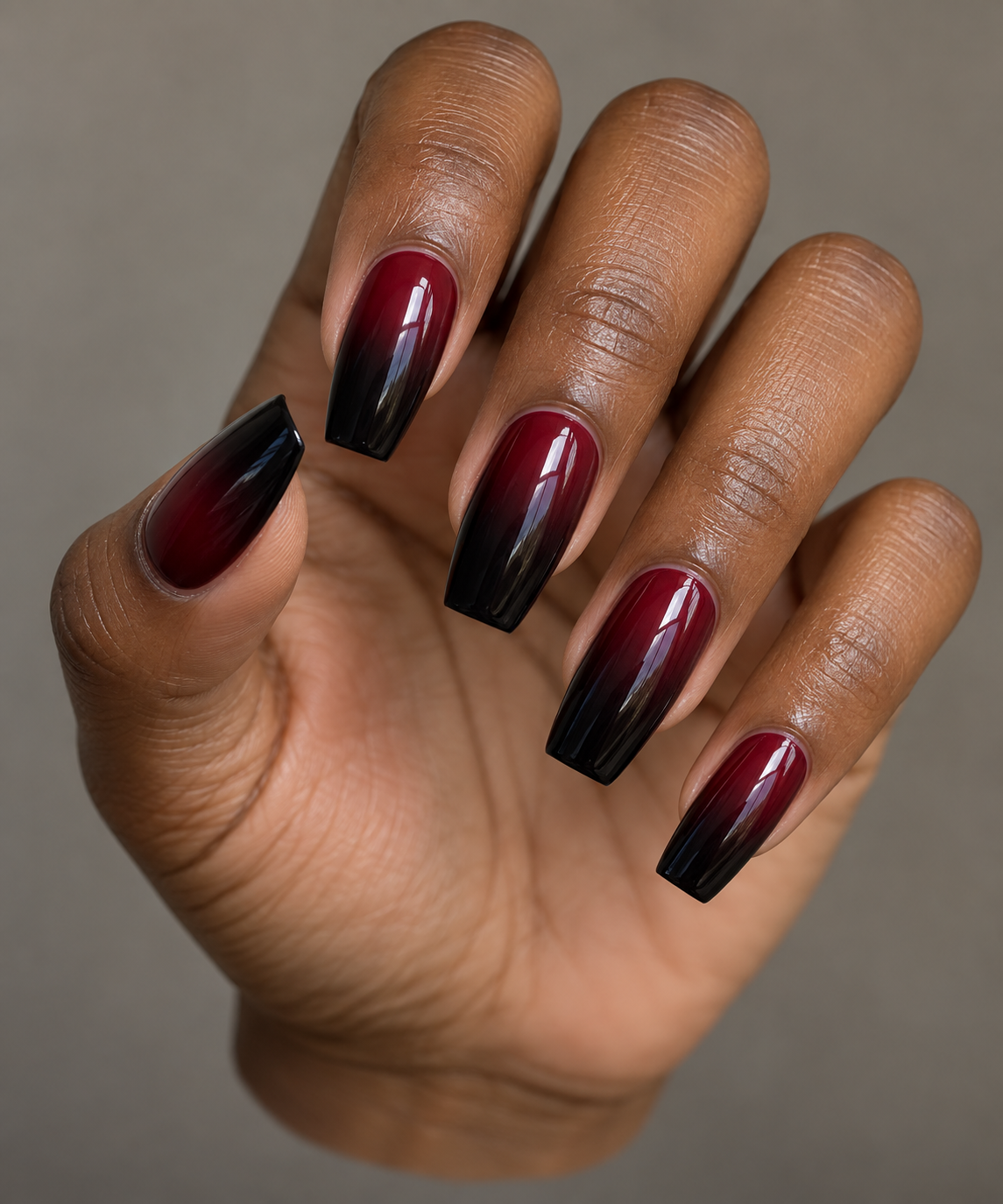 Deep color ombre nails
