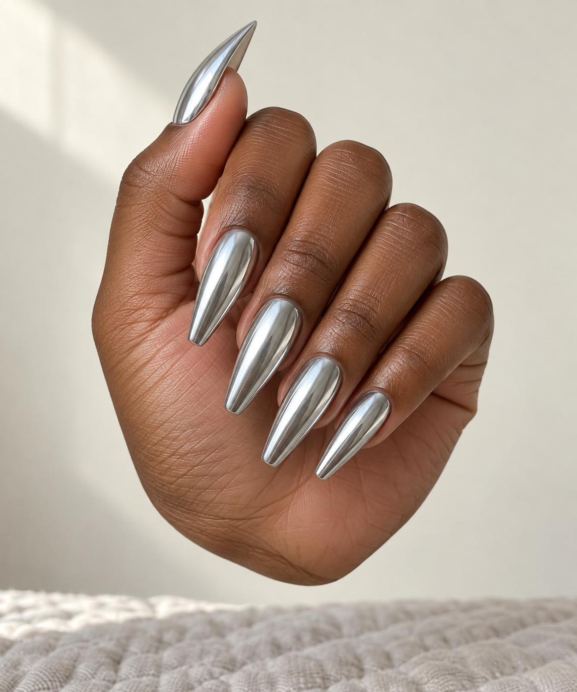 Baddie chrome detail nails