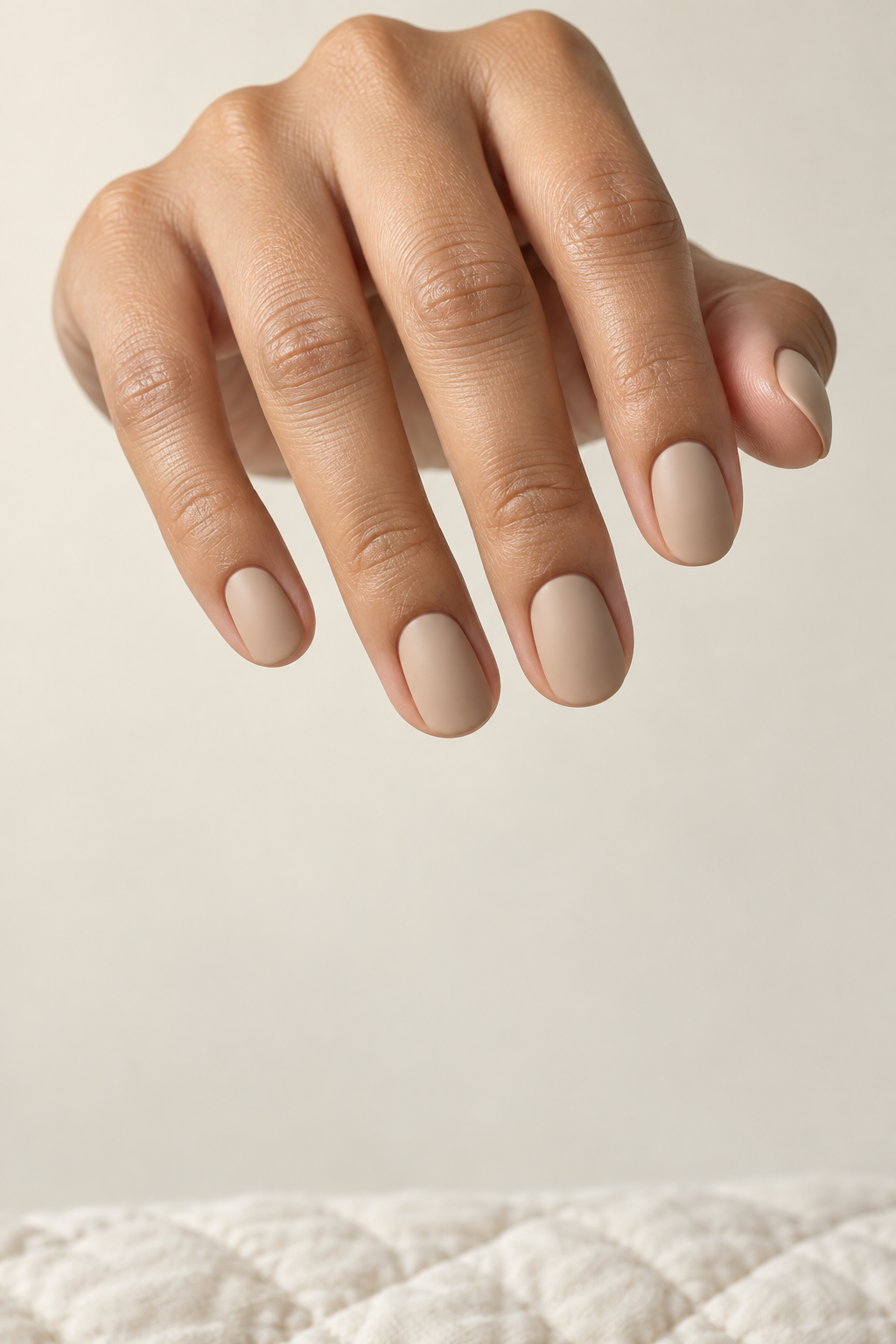 Matte beige manicure