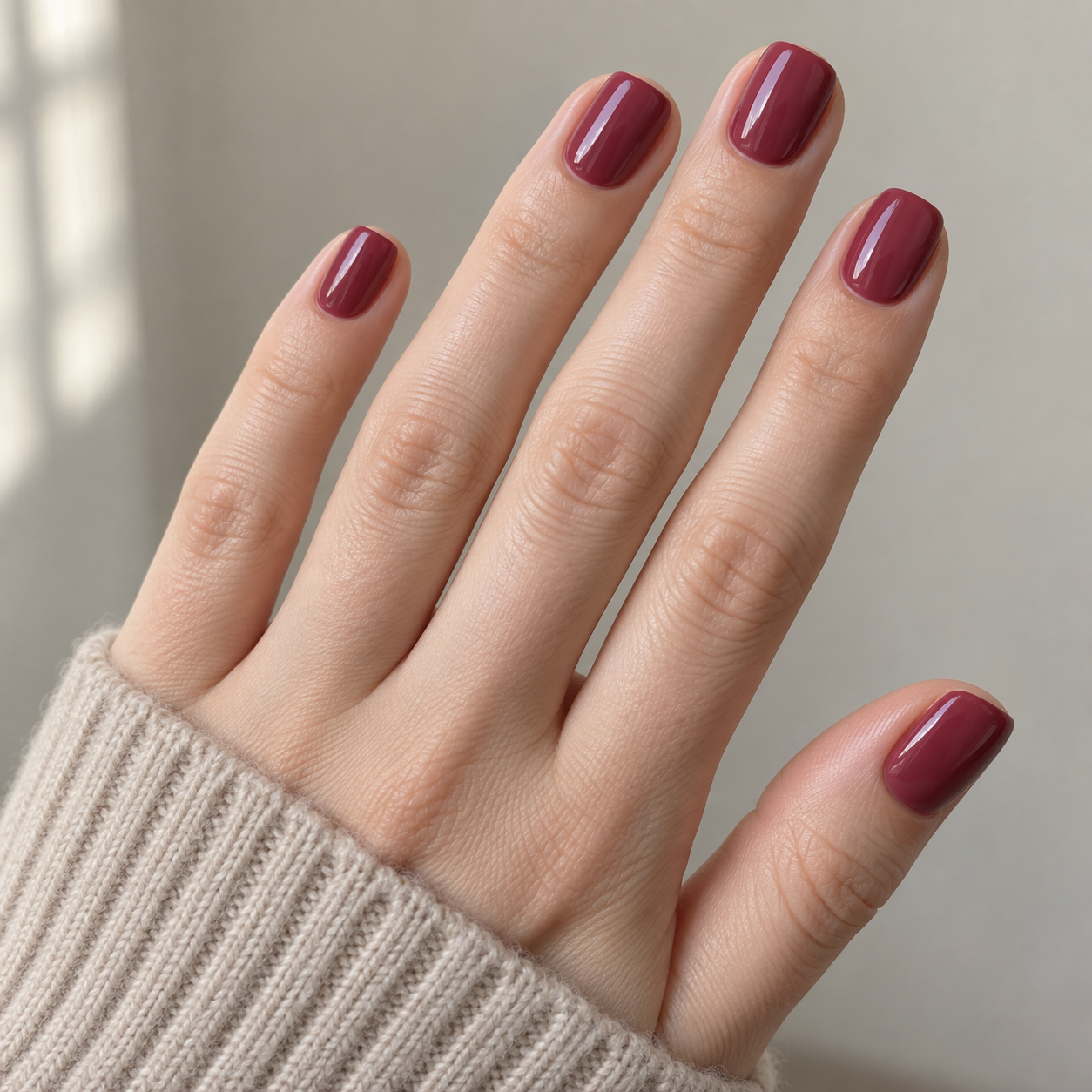 Deep berry manicure