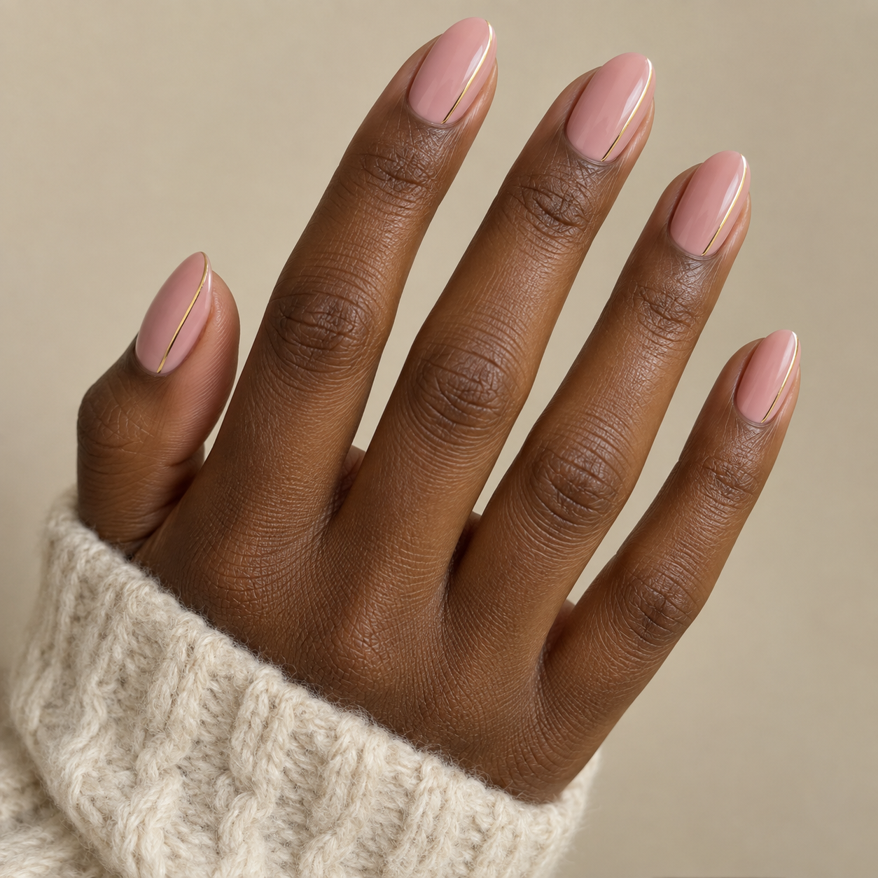 Pink gold detail nails