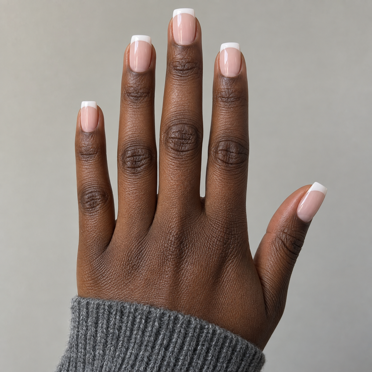 Square French tip classy nails