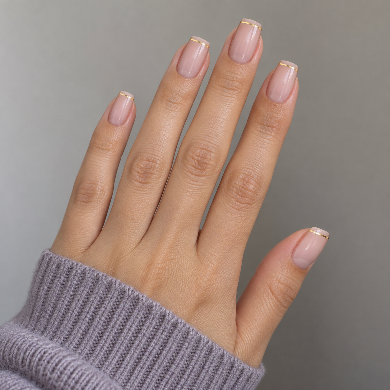 Square gold accent nails