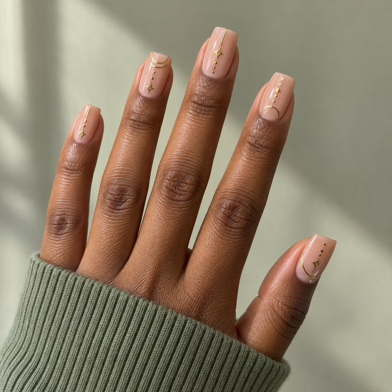 Square gold manicure