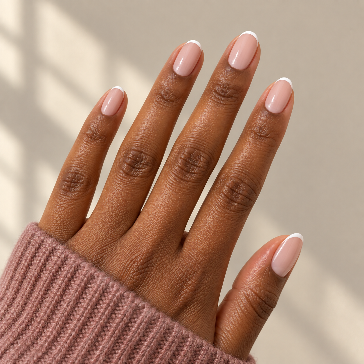 Natural French tip nails