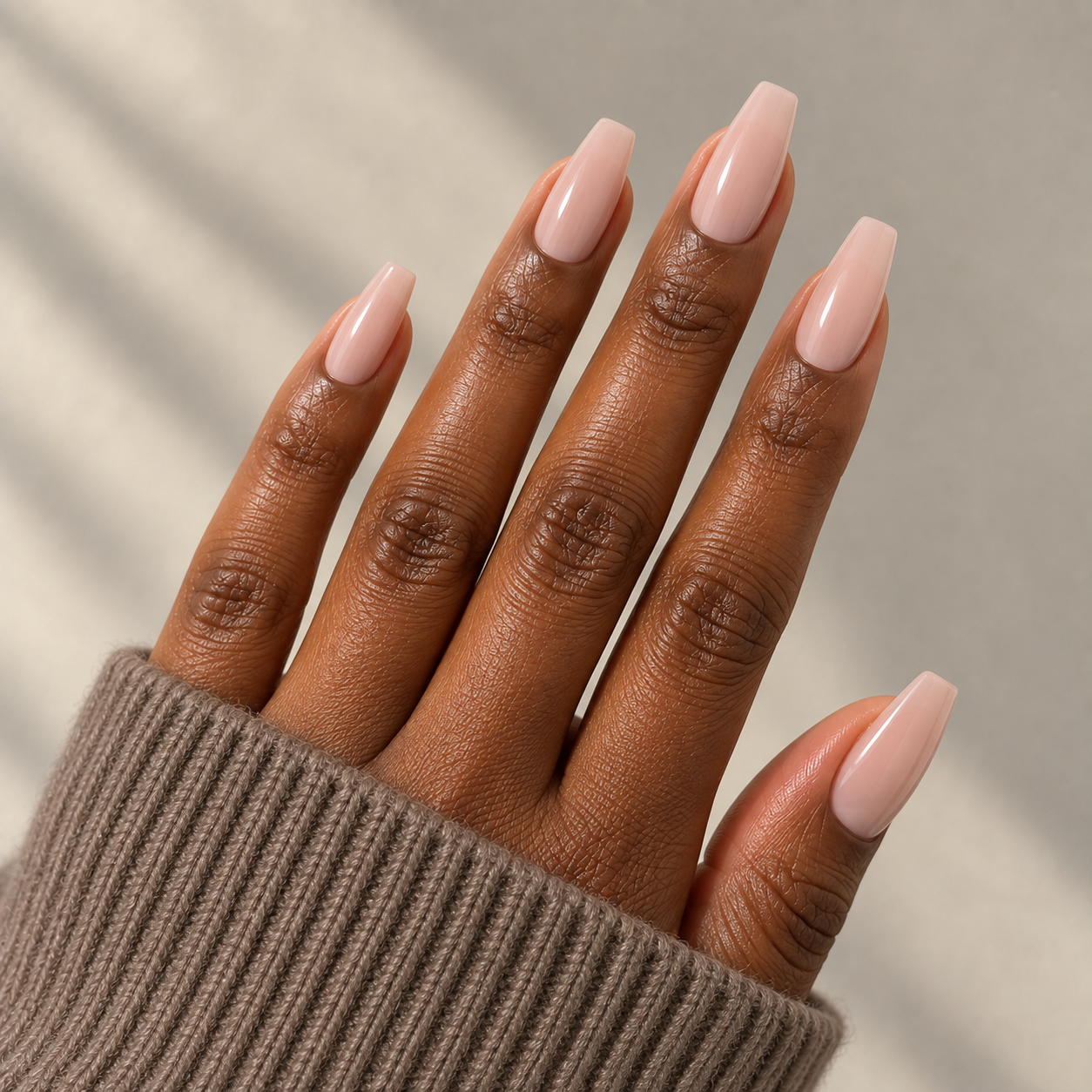 Nude coffin graduation nails