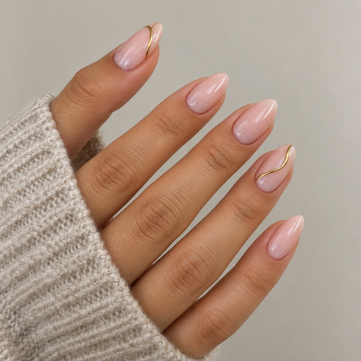 Gold line manicure