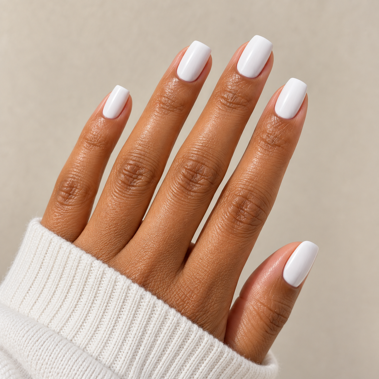 Classic white beach nails
