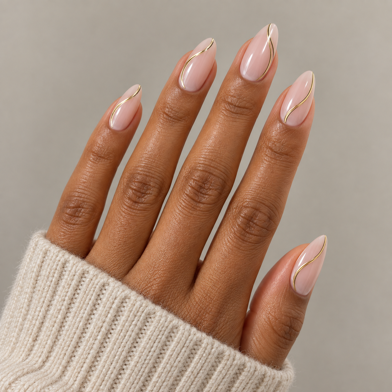 Beach gold detail nails
