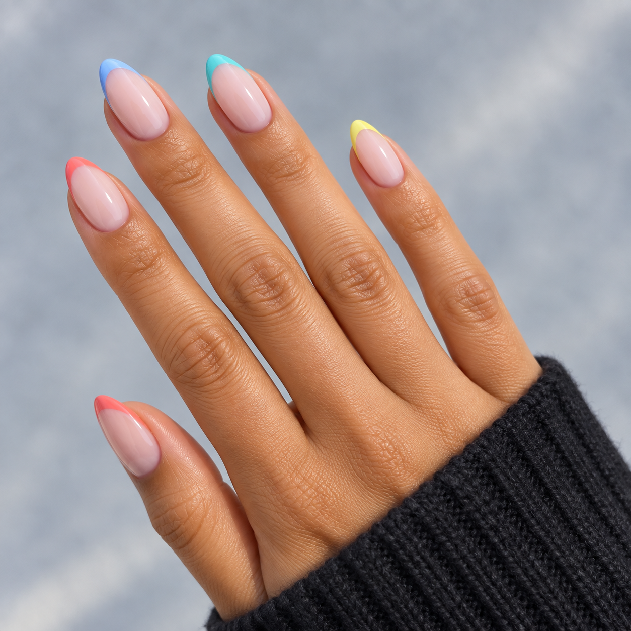 Beach French tip nails