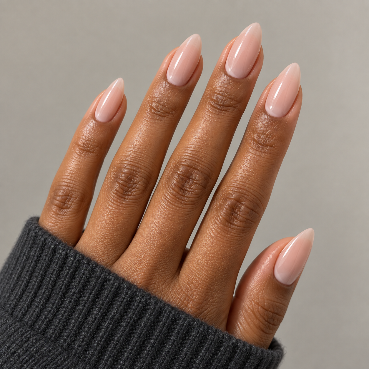 Classic long nude nails