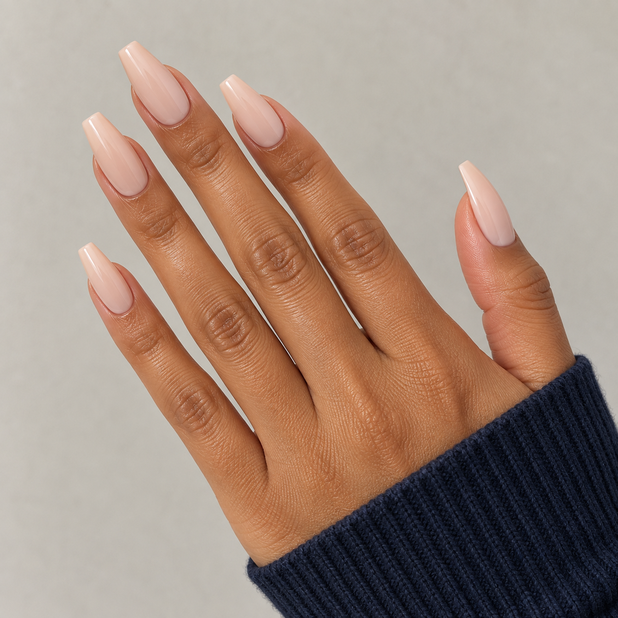 Long nude coffin nails