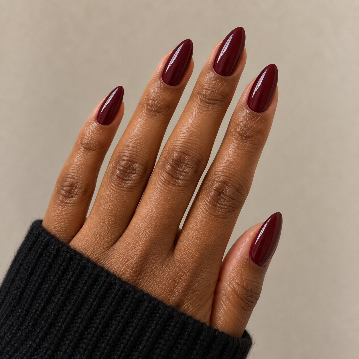 Long deep color nails