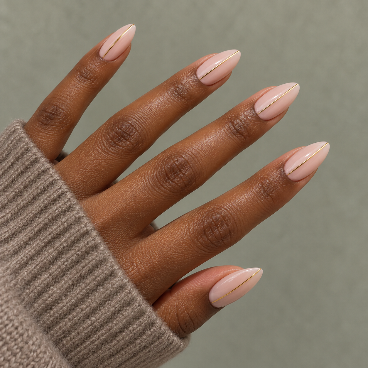 Long gold detail nails