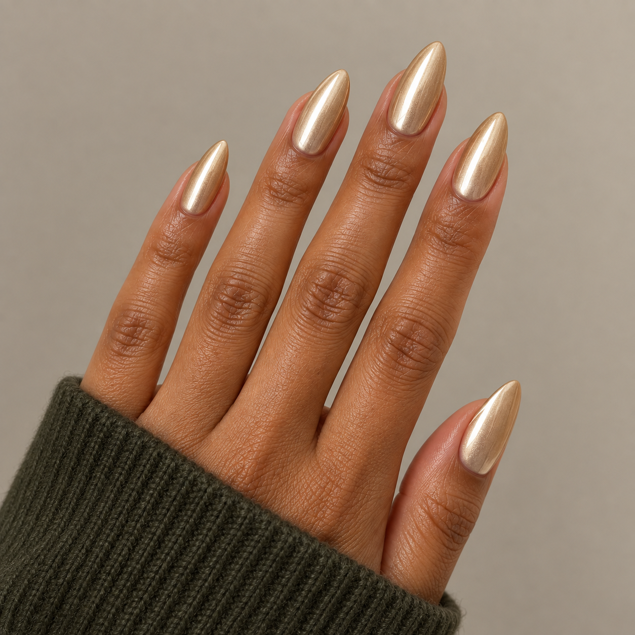 Long gold manicure