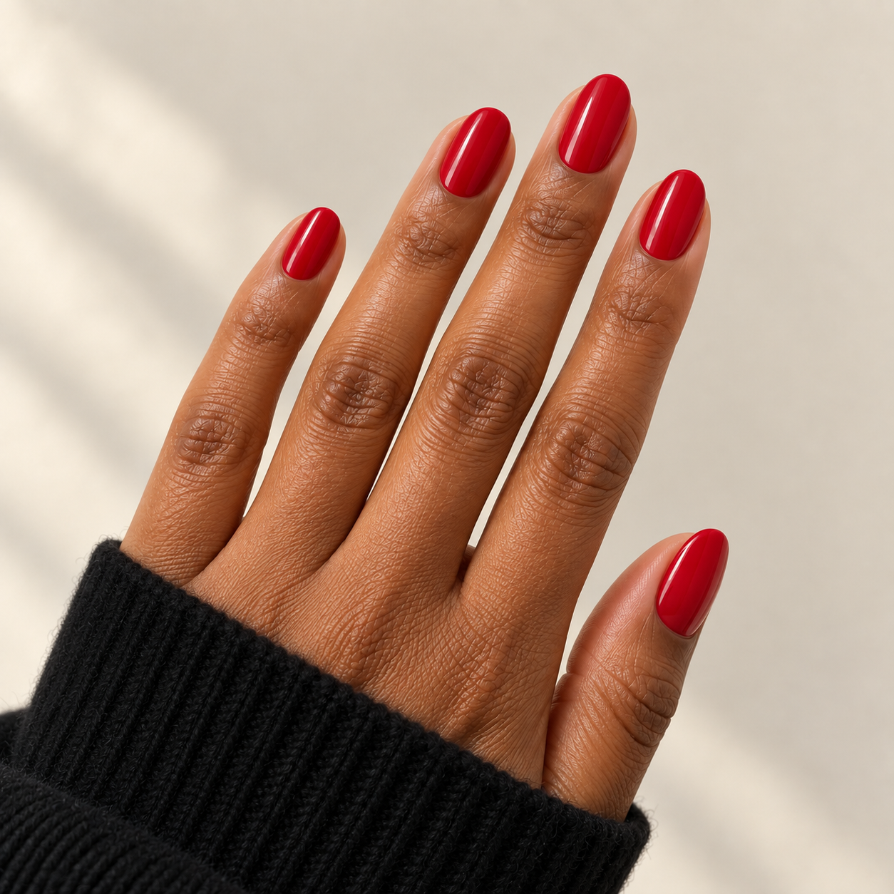 Deep red nails for black dress