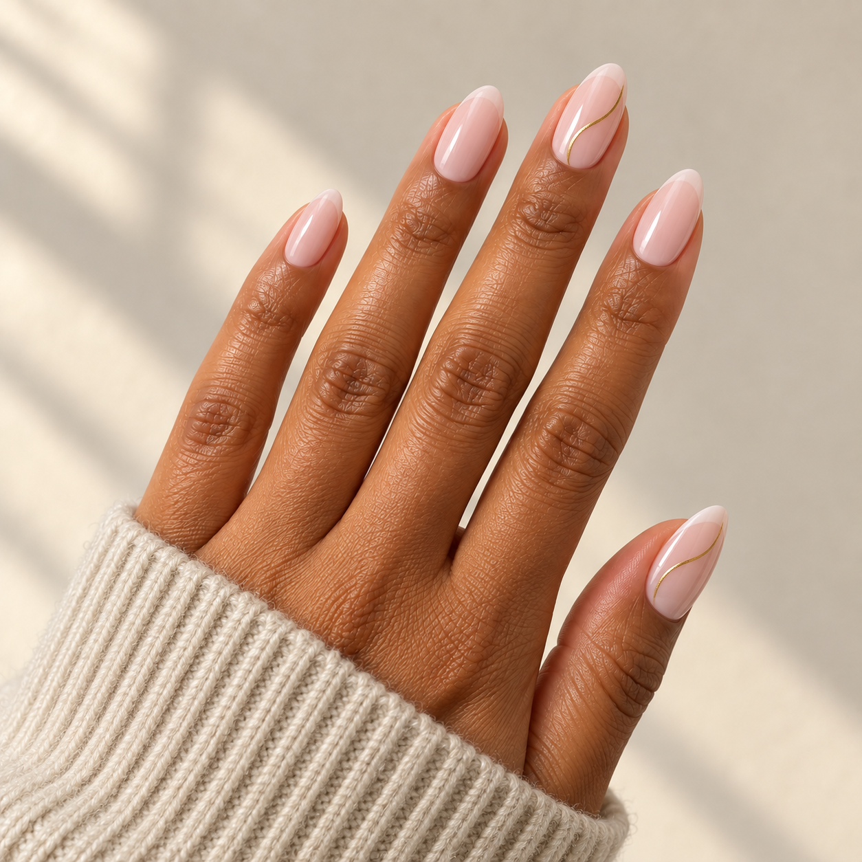 Gold line manicure