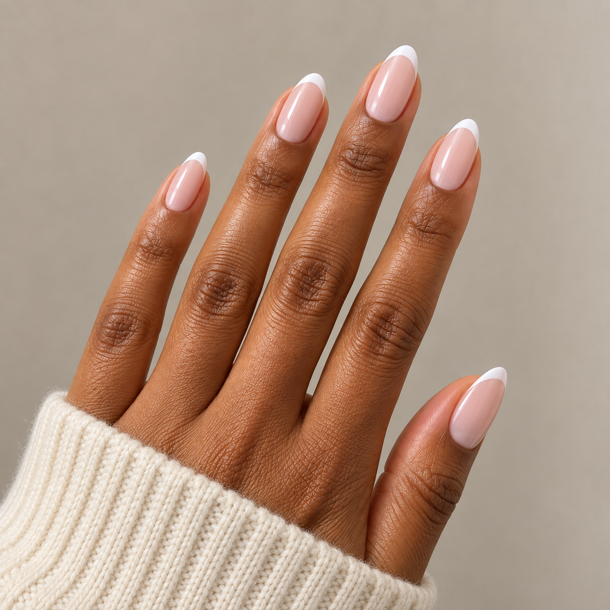 Oval French tip nails
