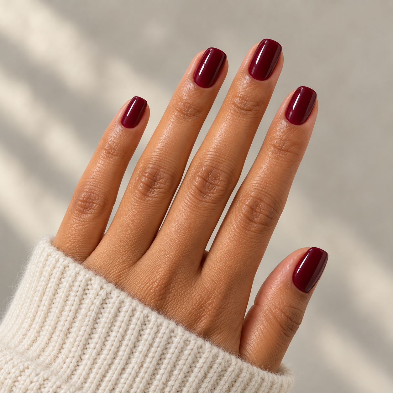 Deep burgundy nails