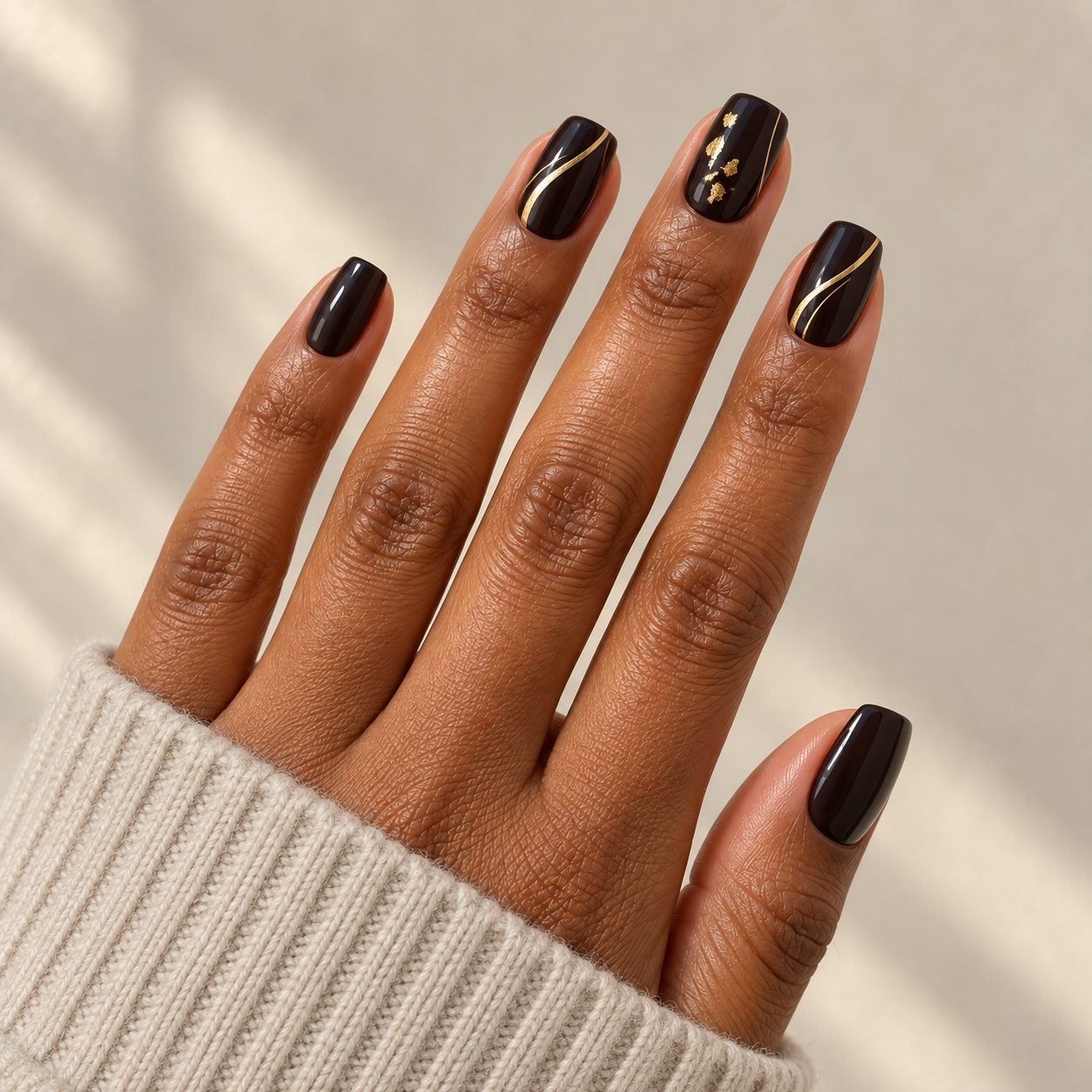 Gold line manicure