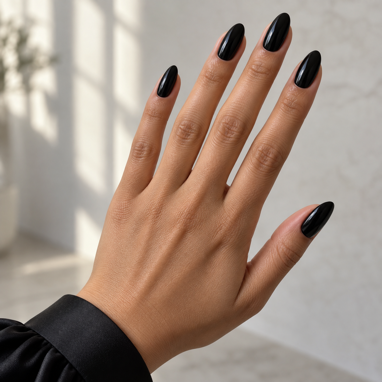 Matching black nails