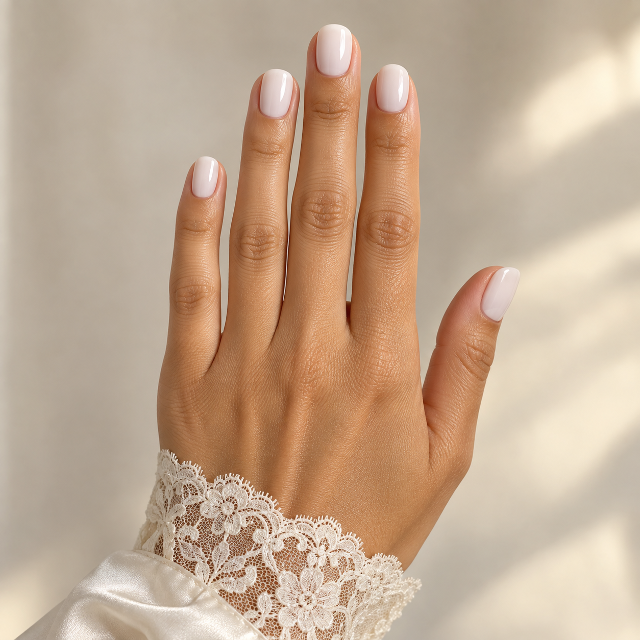 Milky white manicure