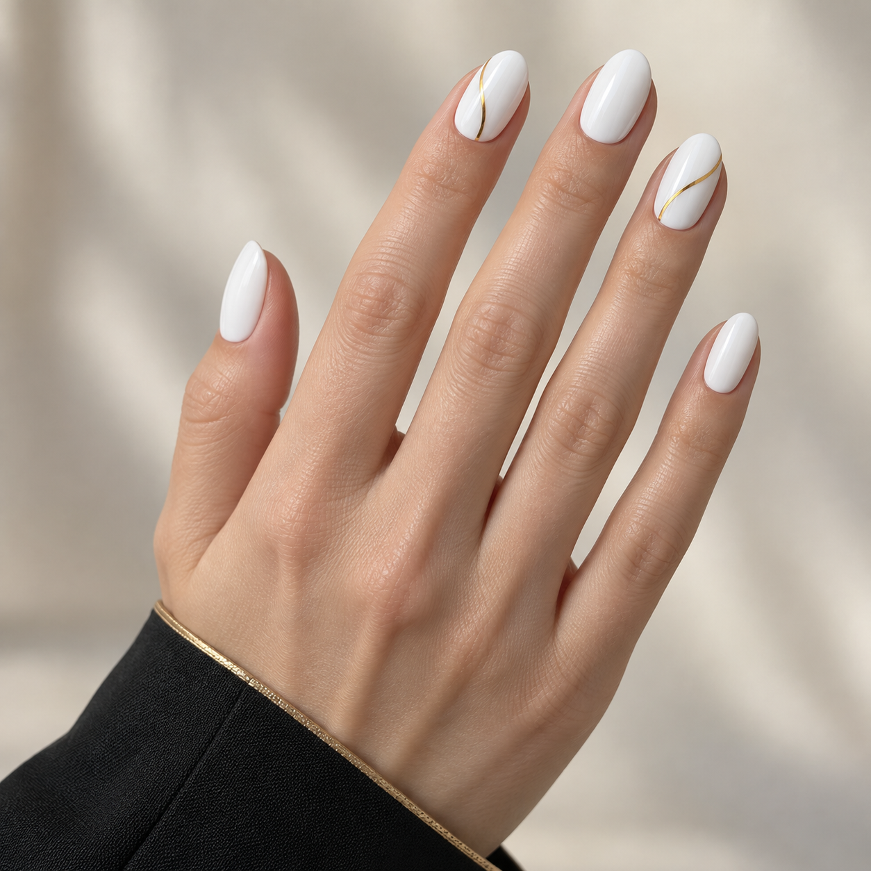White gold detail nails