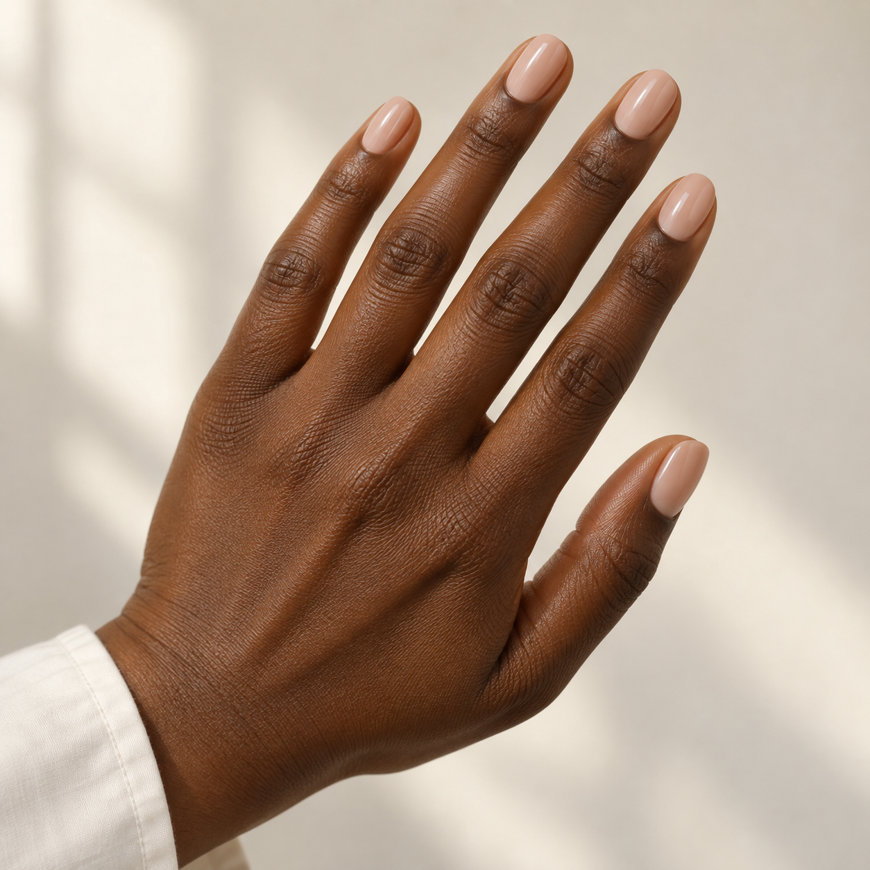 Oval nude short nails