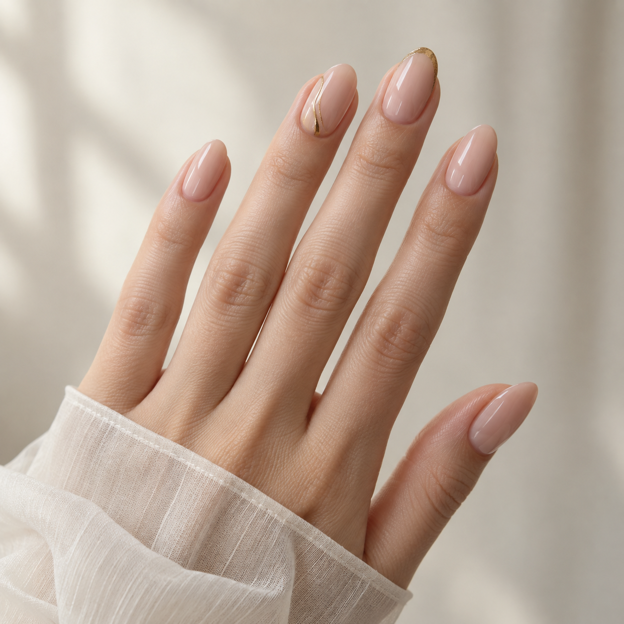 Gold line manicure