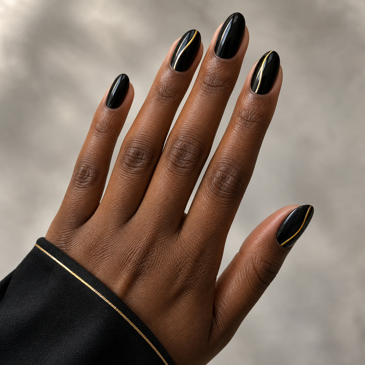 Dark gold detail nails