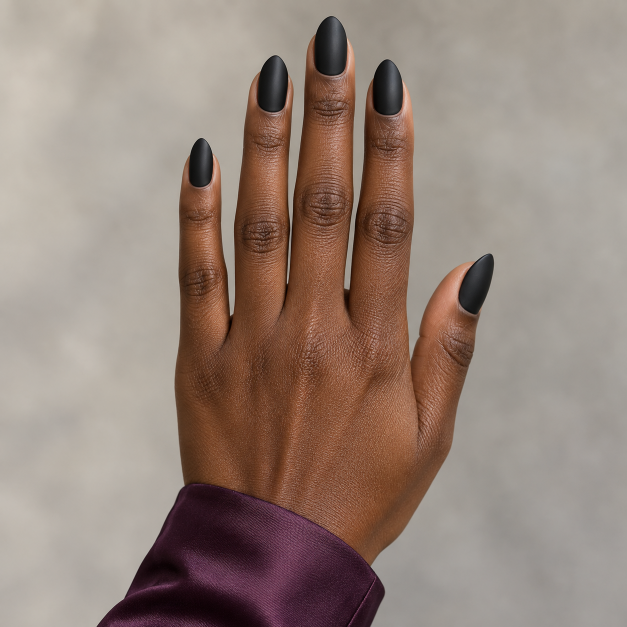 Matte black manicure