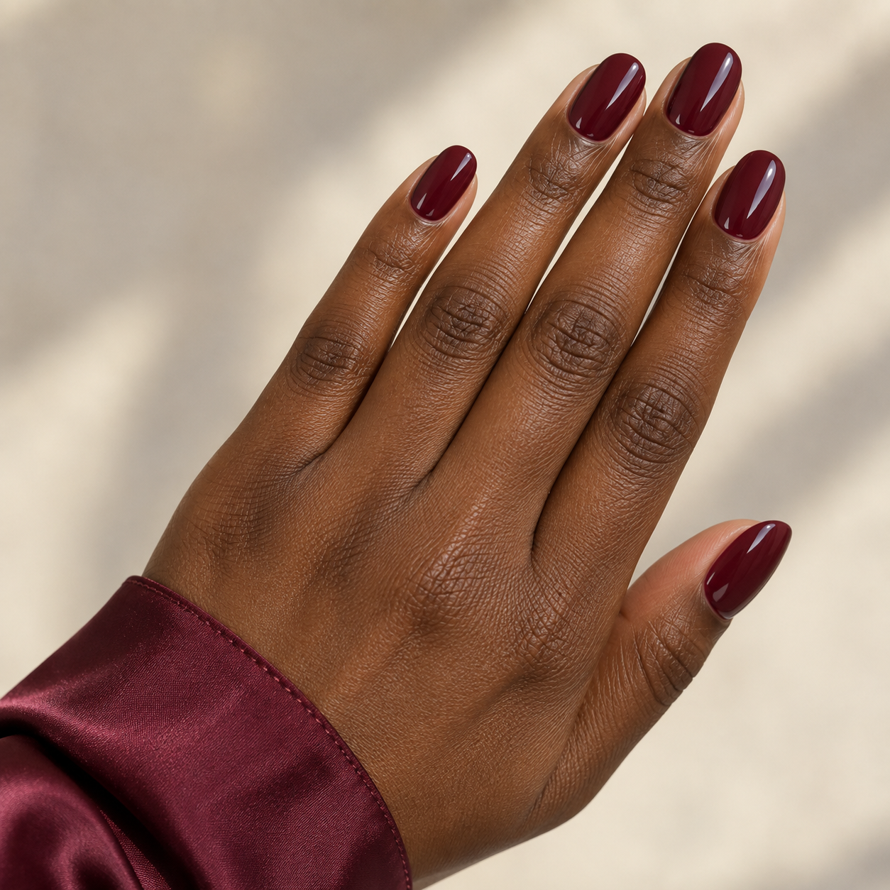 Gel burgundy manicure