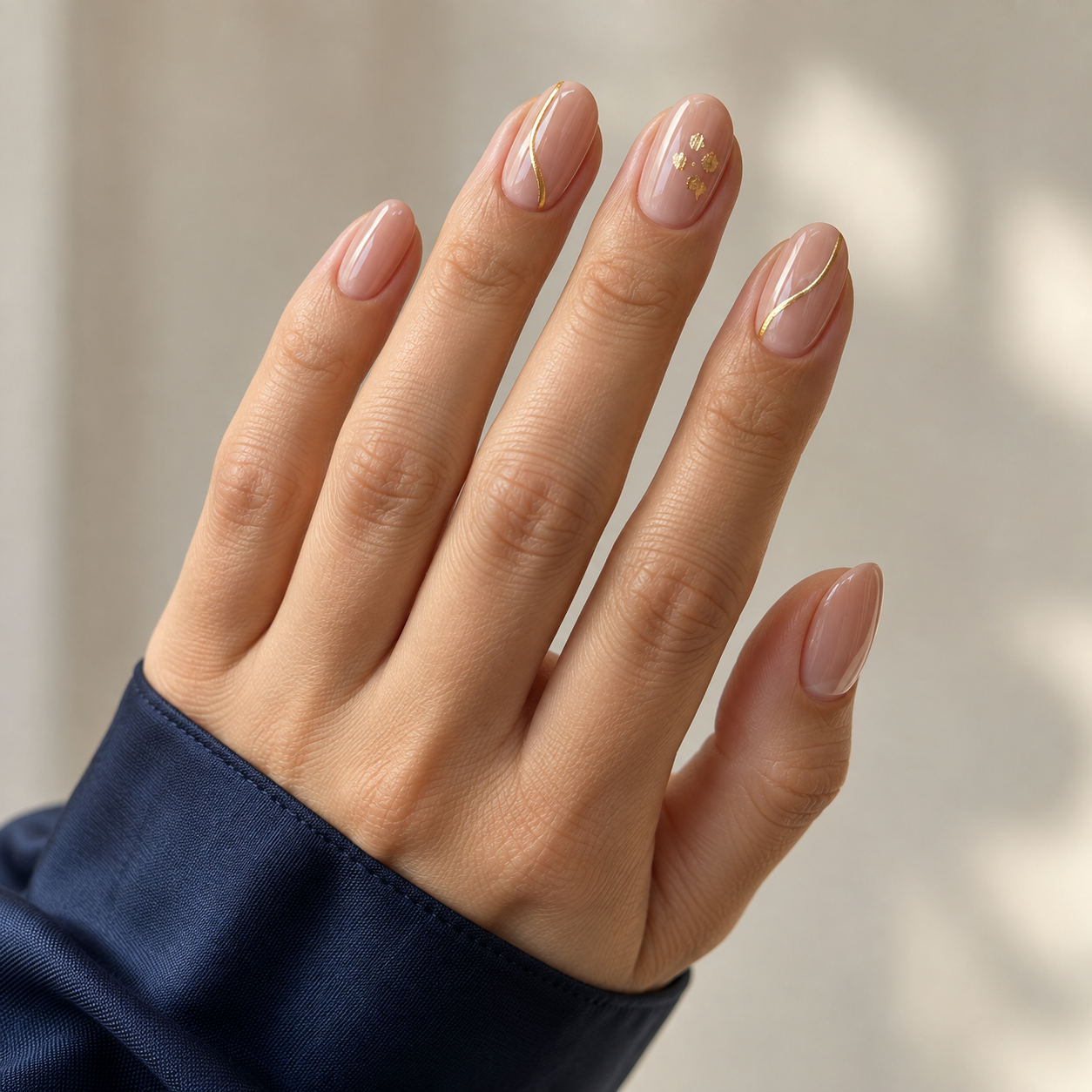 Gold line manicure