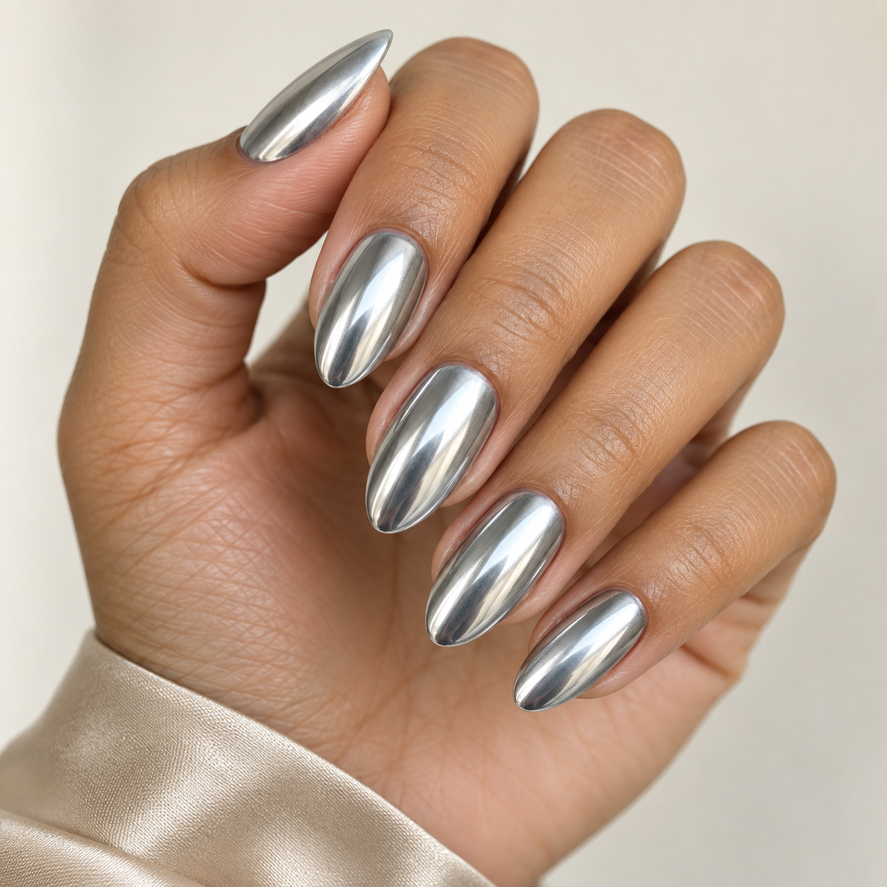 Classic silver chrome nails