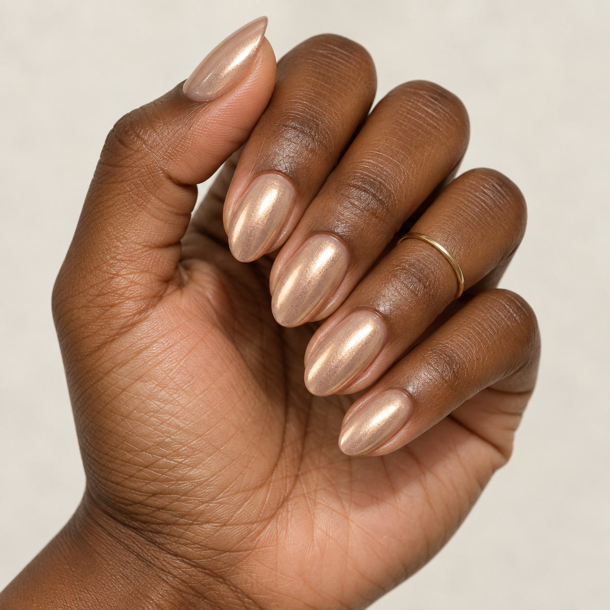Nude chrome nails