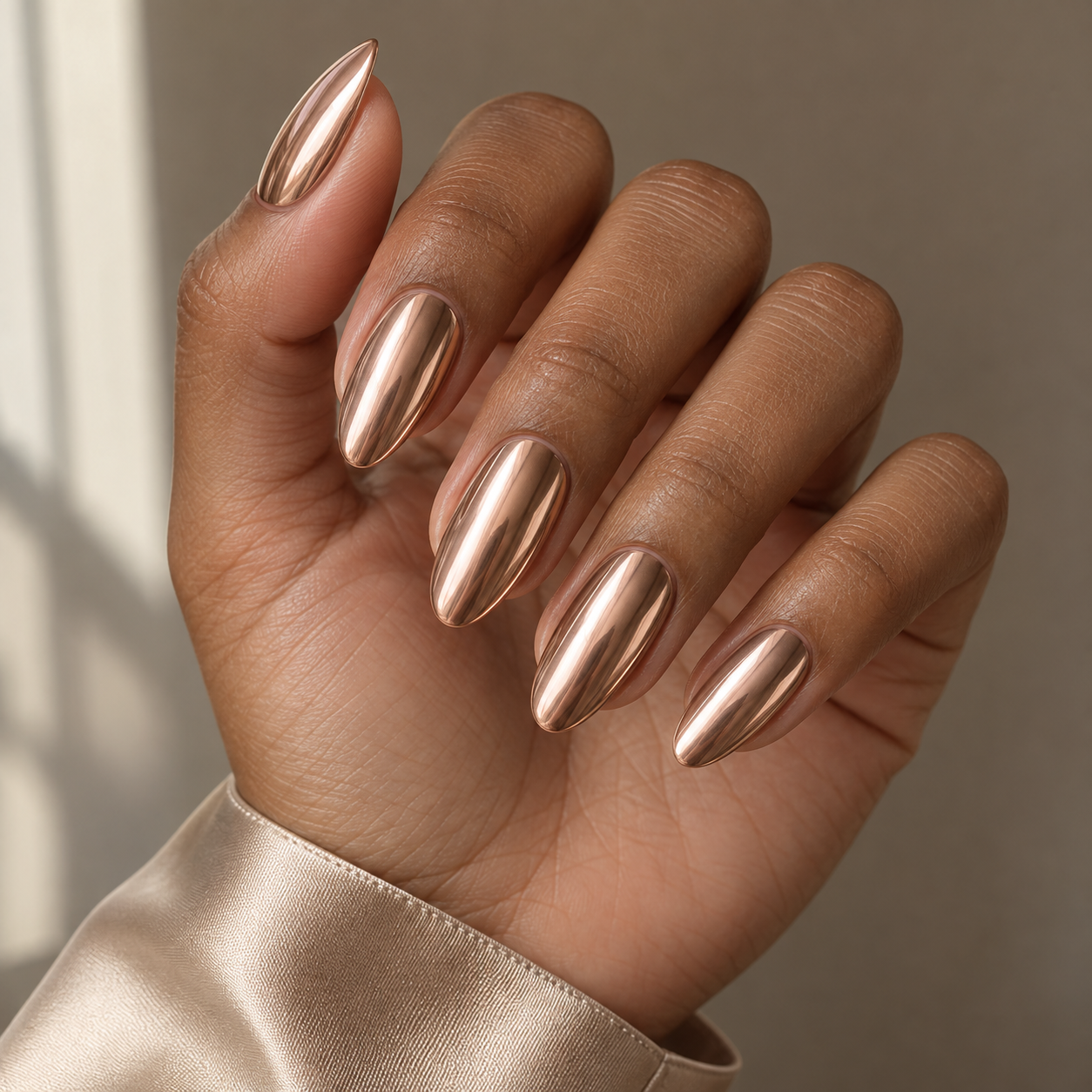 Rose gold chrome nails