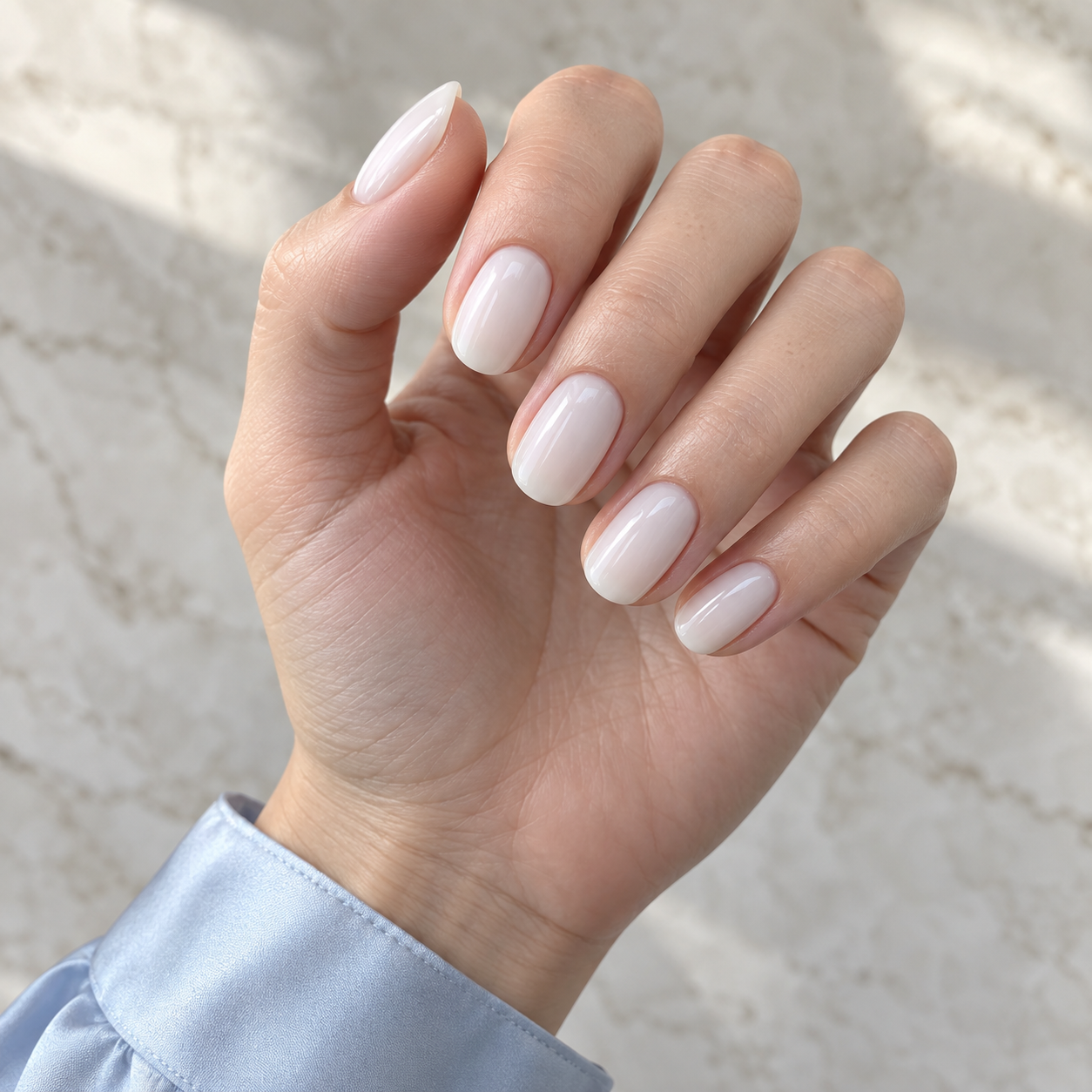 Soft milky white nails