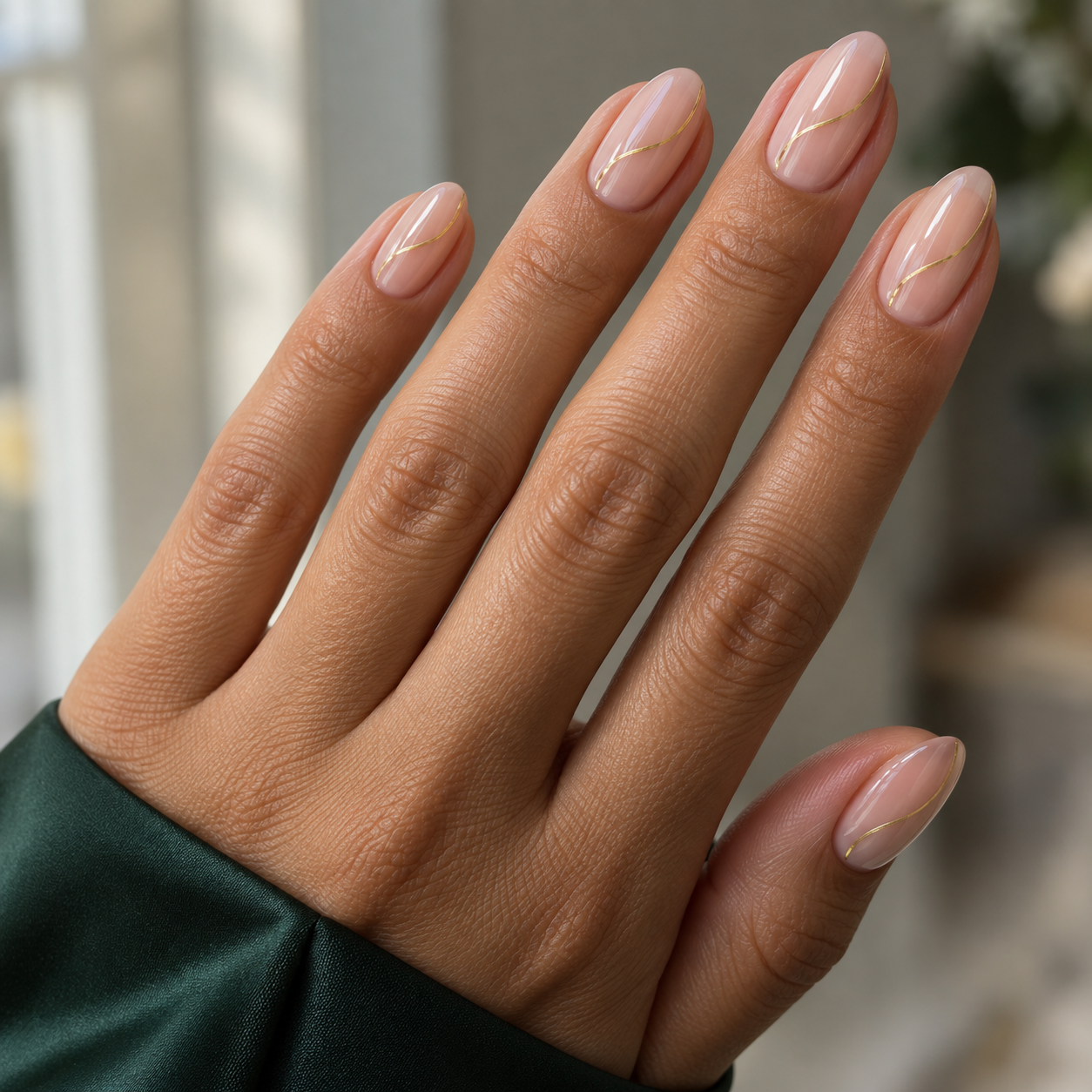 Gel gold detail nails