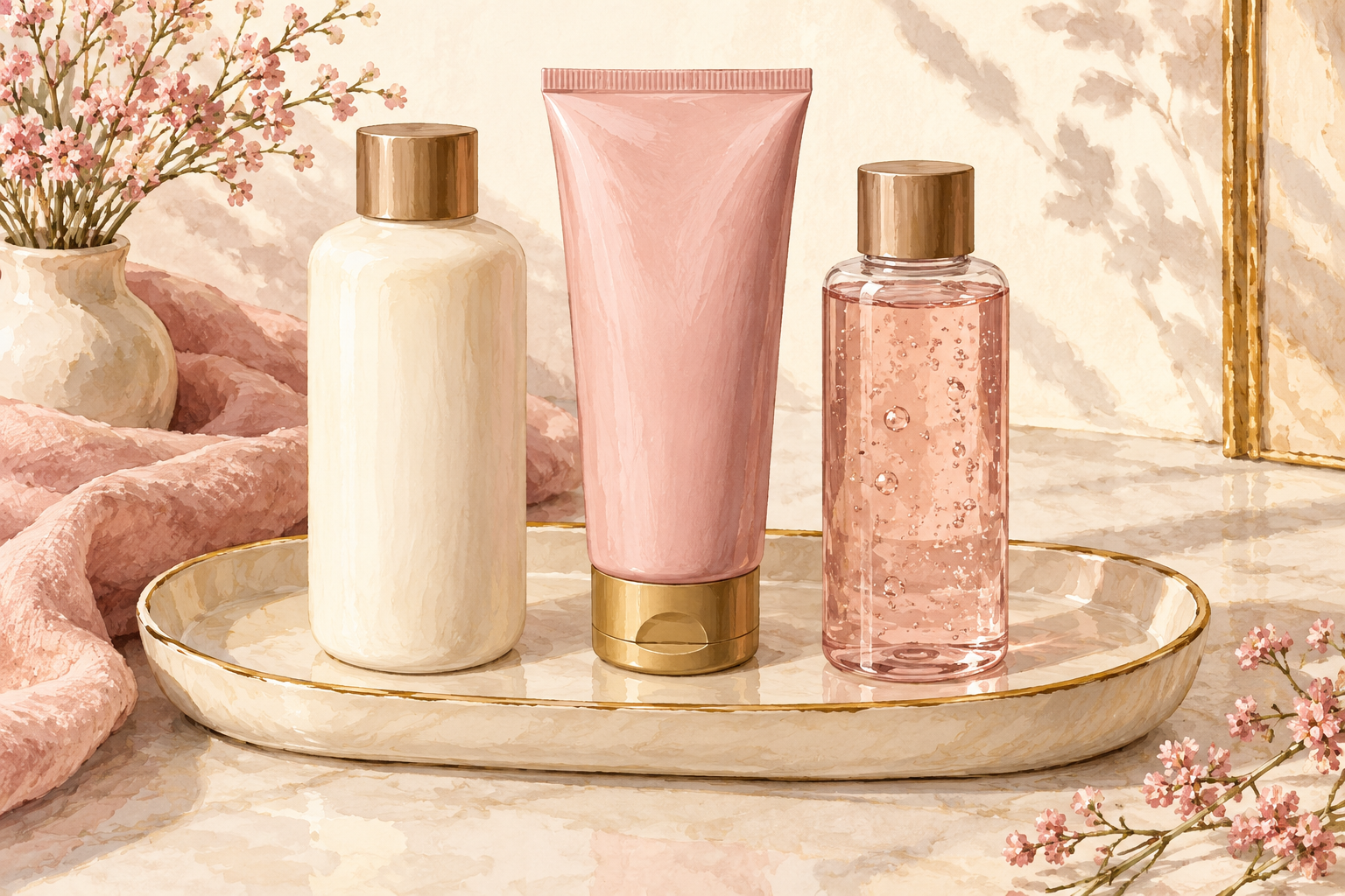 Three plain containers sit on a tray.