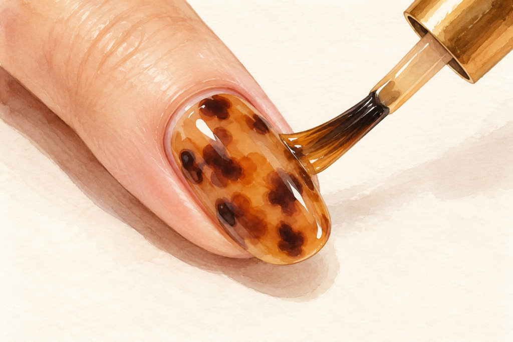 12 Tortoise Shell Nail Steps for the Right Colors, Layer Order and Glossy Finish