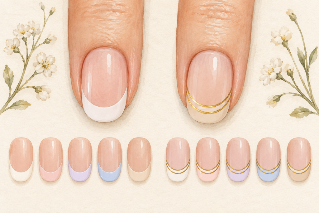 12 Steps to Draw French Tips Freehand, Using a Striper Brush and Simple Guides for Even Lines