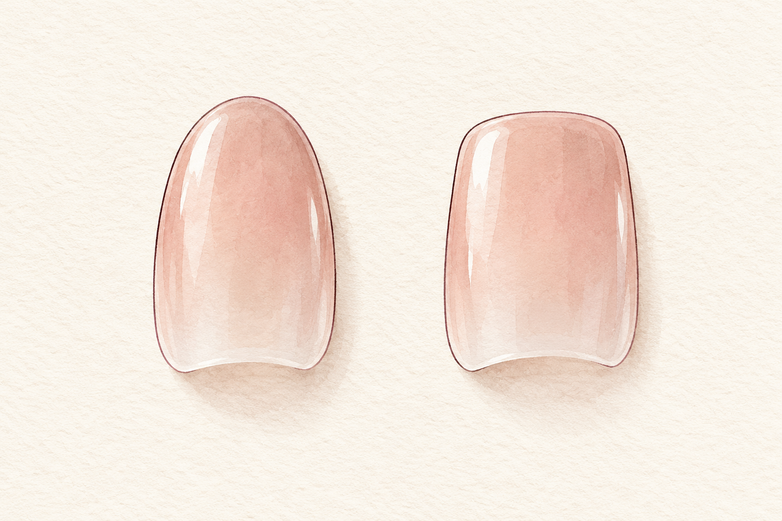 A short oval blank tip and a softly squared blank tip sit side by side.
