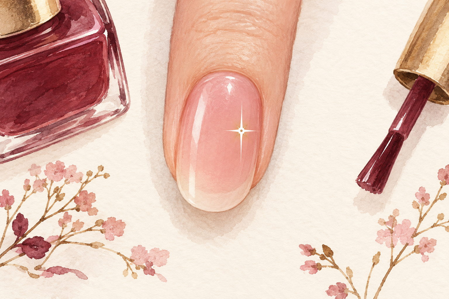 One attached nail shows a tiny four-point sparkle with a longer vertical ray and center dot.