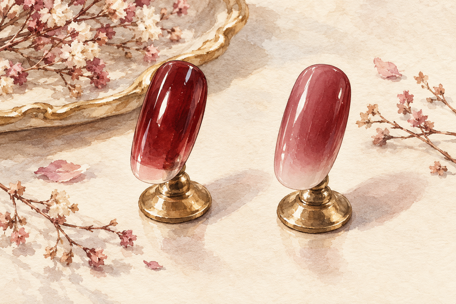 Two practice tips compare clear and milky cherry finishes.