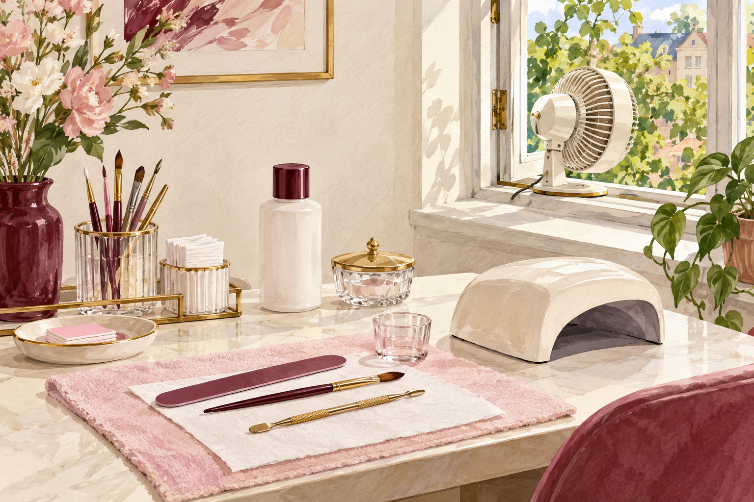 A closed acrylic kit sits beside an open window and outward-facing fan.