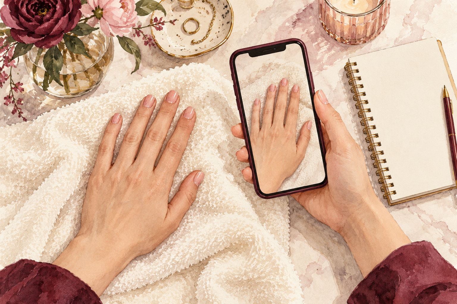 A current photo records a hand with short bare nails.
