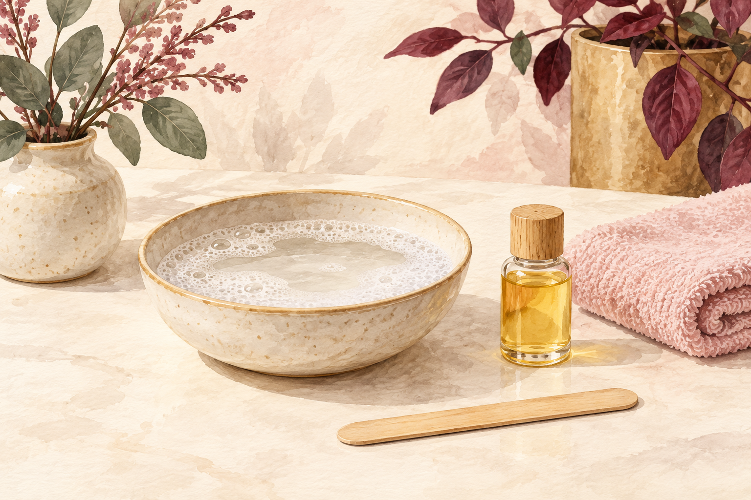 A bowl, blunt stick, oil and towel form a removal kit.