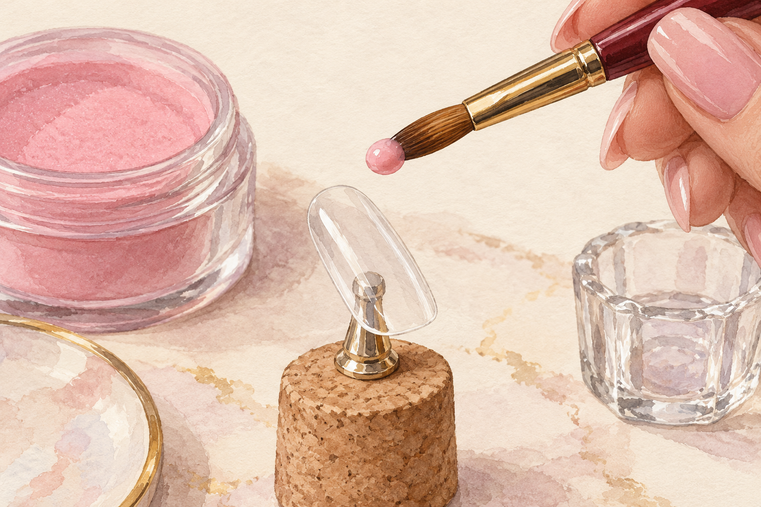 A small smooth bead rests on an acrylic brush tip.