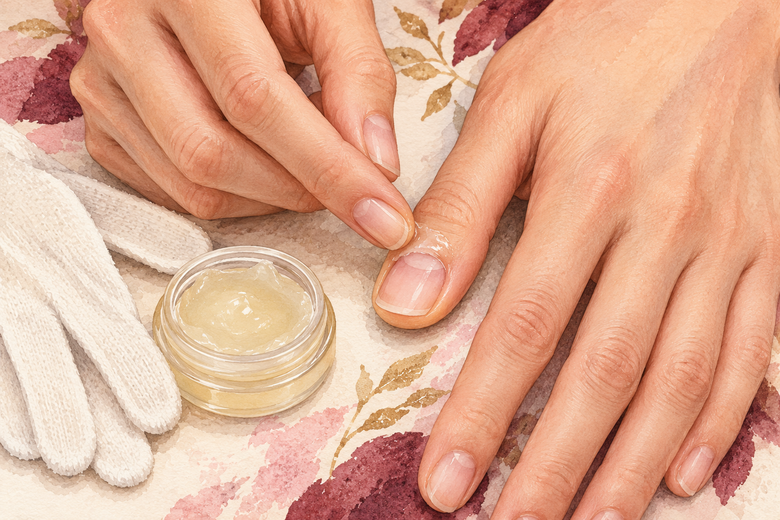 A small jelly dab is rubbed around a nail base.