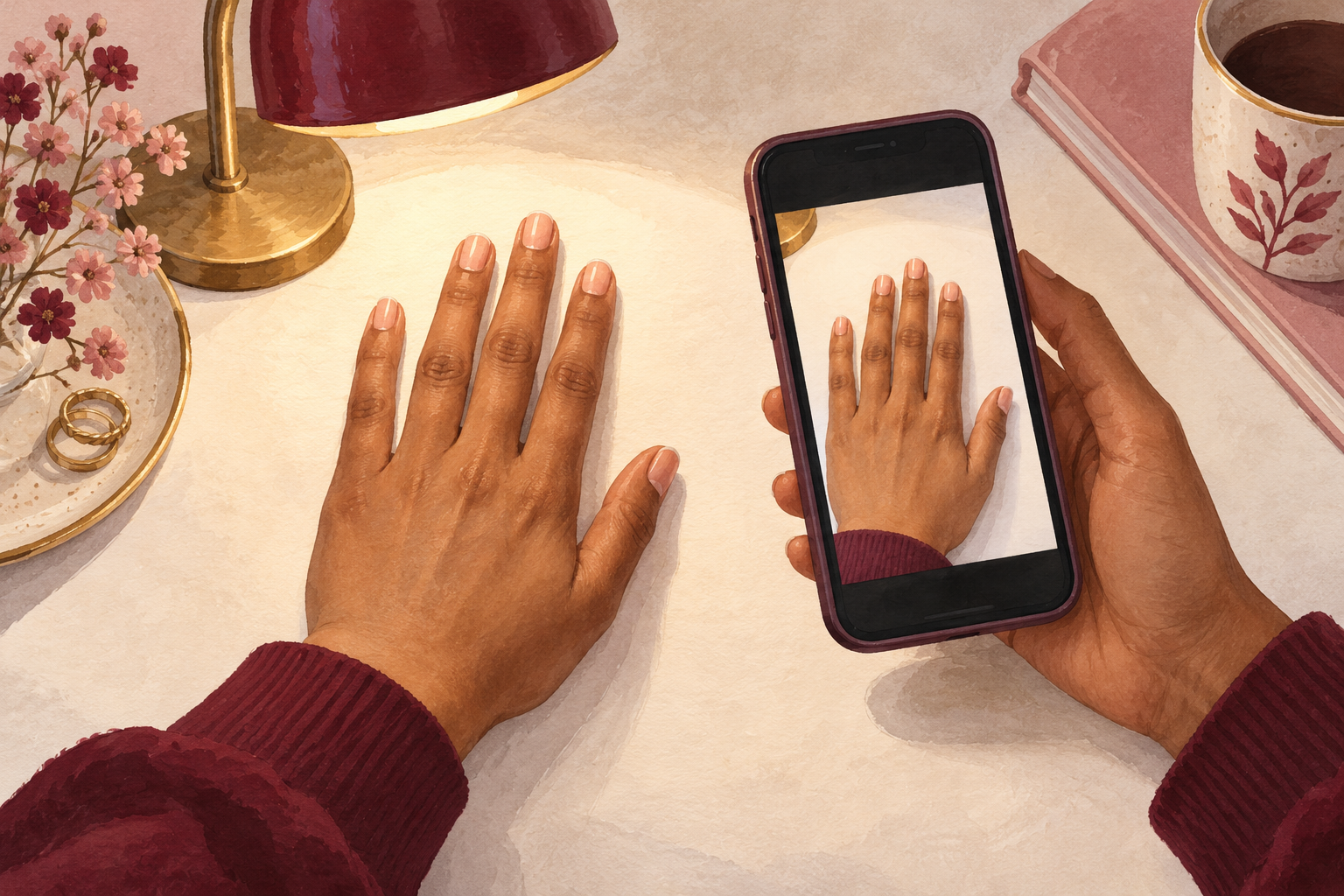 Short nail edges are observed in good light.